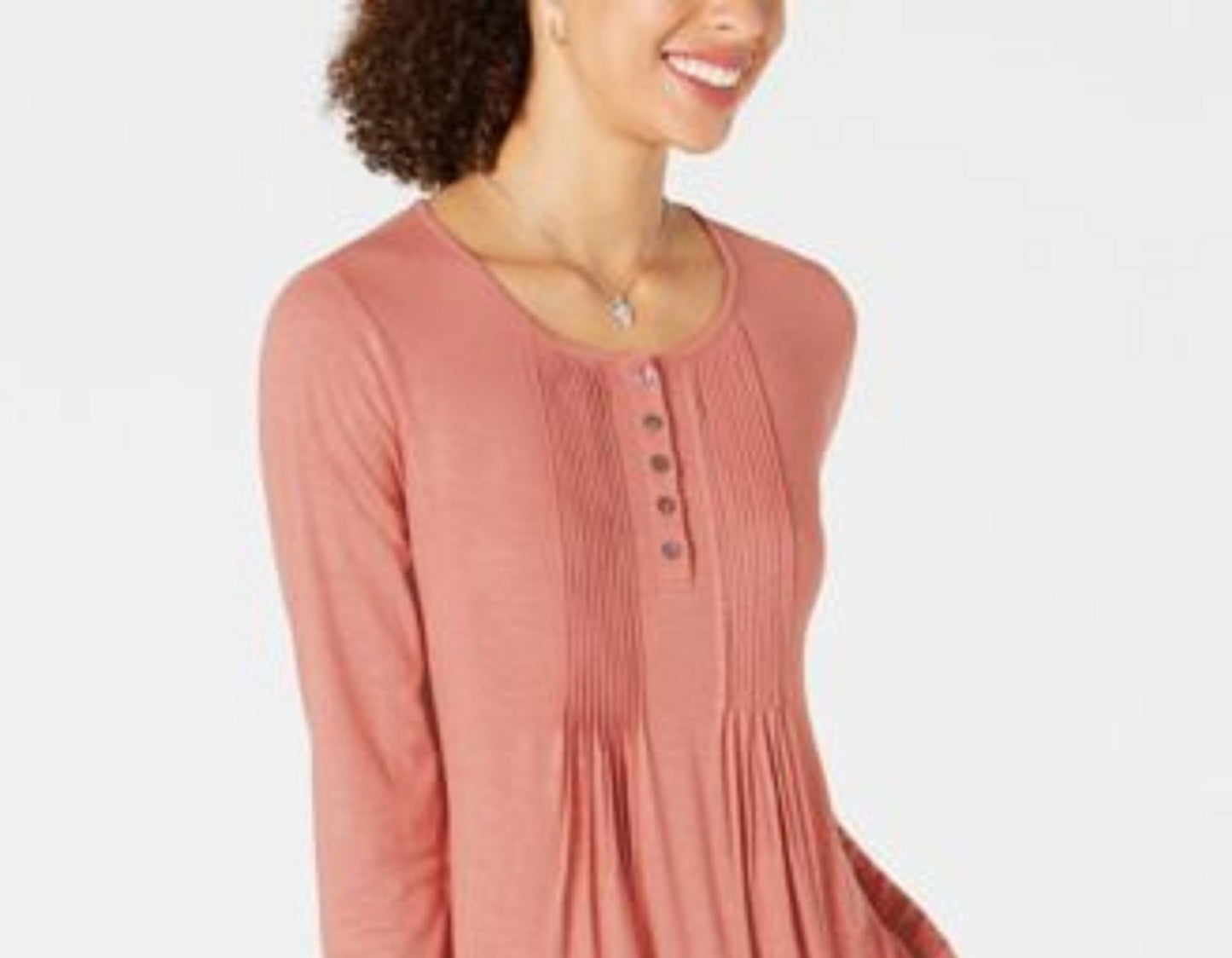 Blusa feminina de manga comprida com pregas estilo &amp; co, rosa, tamanho médio