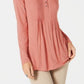 Blusa feminina de manga comprida com pregas estilo &amp; co, rosa, tamanho médio