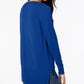 Suéter túnica feminino Maison Jules de algodão com decote em V, azul, tamanho X-S