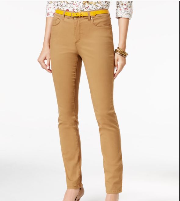 Calça jeans feminina Charter Club Lexington reta marrom tamanho 2 pequena