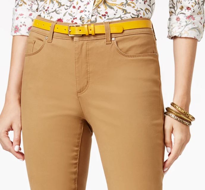 Calça jeans feminina Charter Club Lexington reta marrom tamanho 2 pequena