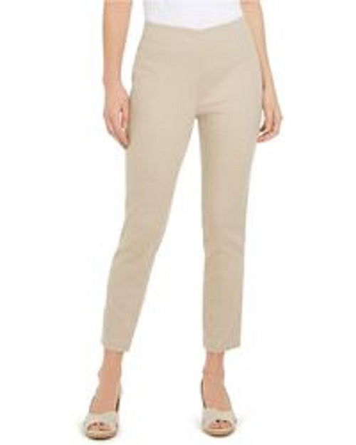 Calça feminina Charter Club Newport Tummy-Control Slim-Fit Bege Tamanho QUADRADO 18
