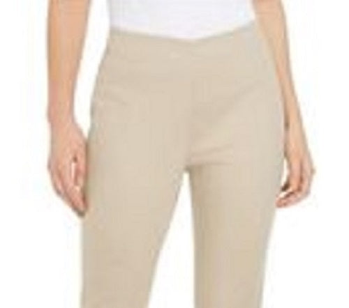 Calça feminina Charter Club Newport Tummy-Control Slim-Fit Bege Tamanho QUADRADO 18
