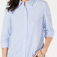 Camisa feminina de malha de algodão Charter Club, azul, tamanho pequeno