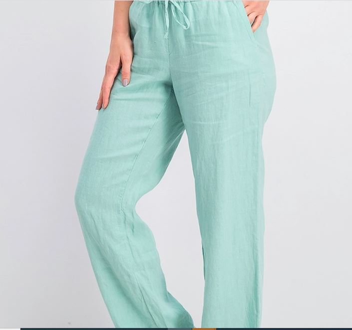 Calça feminina Charter Club de linho com cordão na cintura, verde, tamanho XX-G