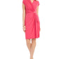 Vestido feminino Charter Club de malha com manga curta e cruzado, rosa escuro, tamanho grande