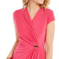 Vestido feminino Charter Club de malha com manga curta e cruzado, rosa escuro, tamanho grande