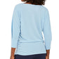 JM Women's Collection Top metálico com decote canoa azul tamanho pequeno