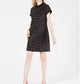 Vestido feminino estampado com gola, preto, tamanho médio, Maison Jules