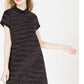 Vestido feminino estampado com gola, preto, tamanho médio, Maison Jules
