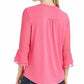 Charter Club Blusa feminina texturizada com babados duplos rosa escuro tamanho pequeno