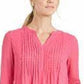 Charter Club Blusa feminina texturizada com babados duplos rosa escuro tamanho pequeno