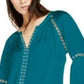 Blusa camponesa feminina com ilhós e acabamento em ilhós, verde, tamanho extragrande, da INC International Concepts