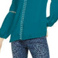 Blusa camponesa feminina com ilhós e acabamento em ilhós, verde, tamanho extragrande, da INC International Concepts