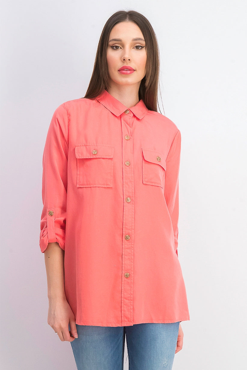 Camisa utilitária feminina Charter Club vermelha tamanho médio