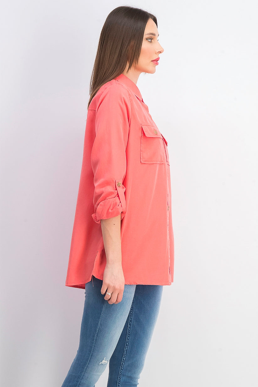 Camisa utilitária feminina Charter Club vermelha tamanho médio