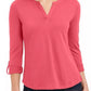 Charter Club Supima Cotton Top Feminino com Gola Dividida Rosa Tamanho Médio