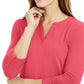 Charter Club Supima Cotton Top Feminino com Gola Dividida Rosa Tamanho Médio