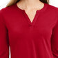 Charter Club Supima Cotton Top com decote aberto feminino, vermelho, tamanho pequeno