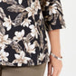 Blusa feminina Karen Scott com estampa floral e decote em V, preta, tamanho pequeno