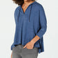 Blusa com capuz feminina Style &amp; Co, manga 3/4, azul, tamanho extragrande