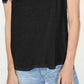 Blusa feminina de renda e linho com ombros descobertos, preta, tamanho pequeno, da INC International Concepts