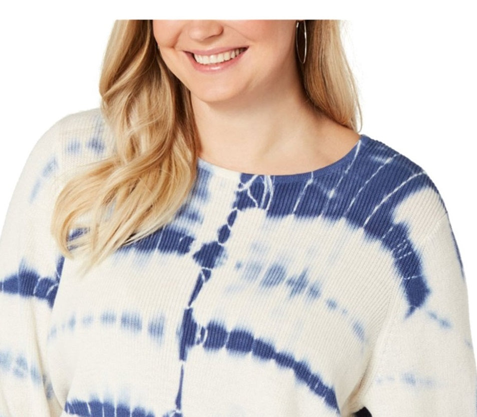 Suéter feminino de algodão tie-dye da INC International Concepts, azul-marinho, tamanho pequeno