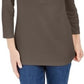 Camisa Henley de algodão feminina Karen Scott, marrom, tamanho pequeno e pequeno