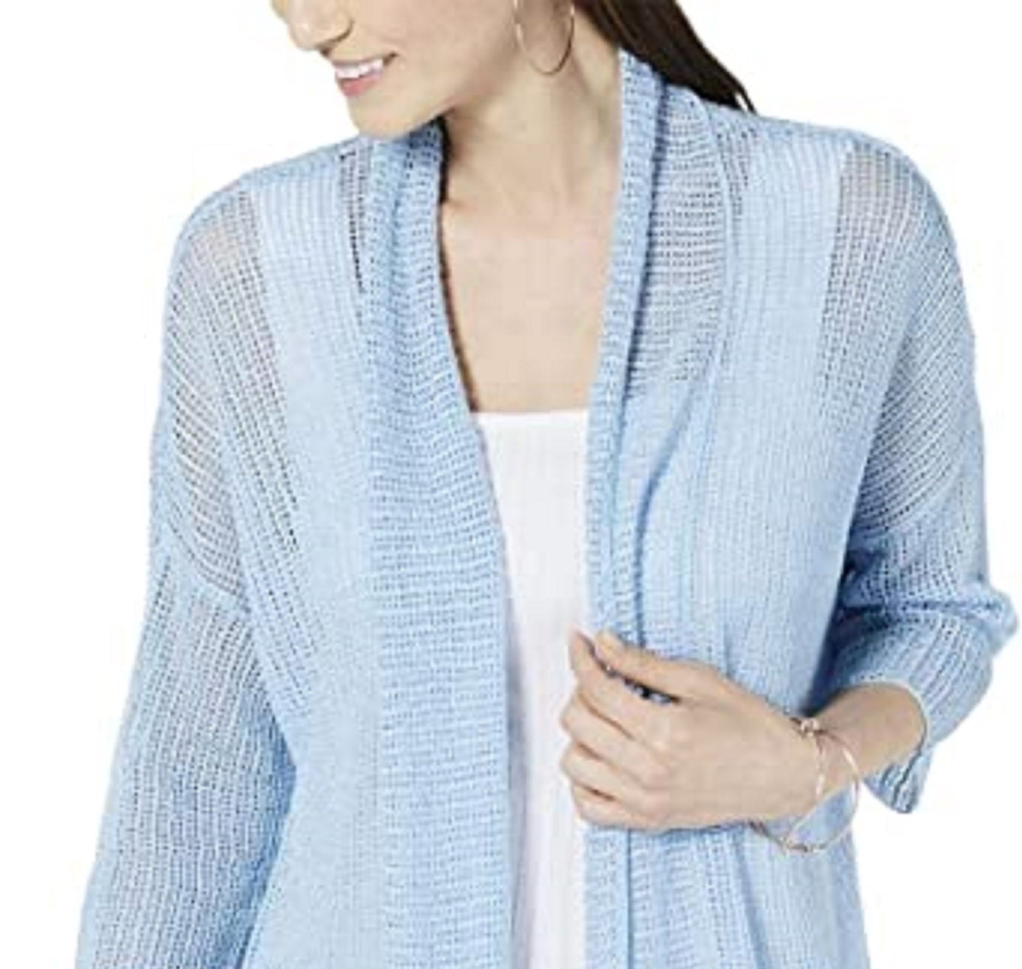 Cardigan quimono feminino Alfani com ponto aberto, azul, tamanho extragrande