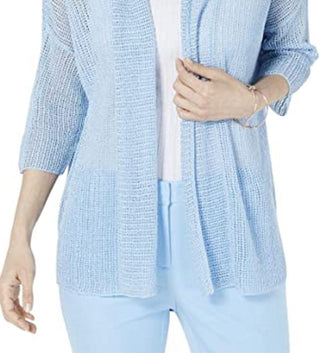 Cardigan quimono feminino Alfani com ponto aberto, azul, tamanho extragrande