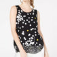 Blusa estampada com efeito em camadas Alfani feminina, preta, tamanho extra pequeno