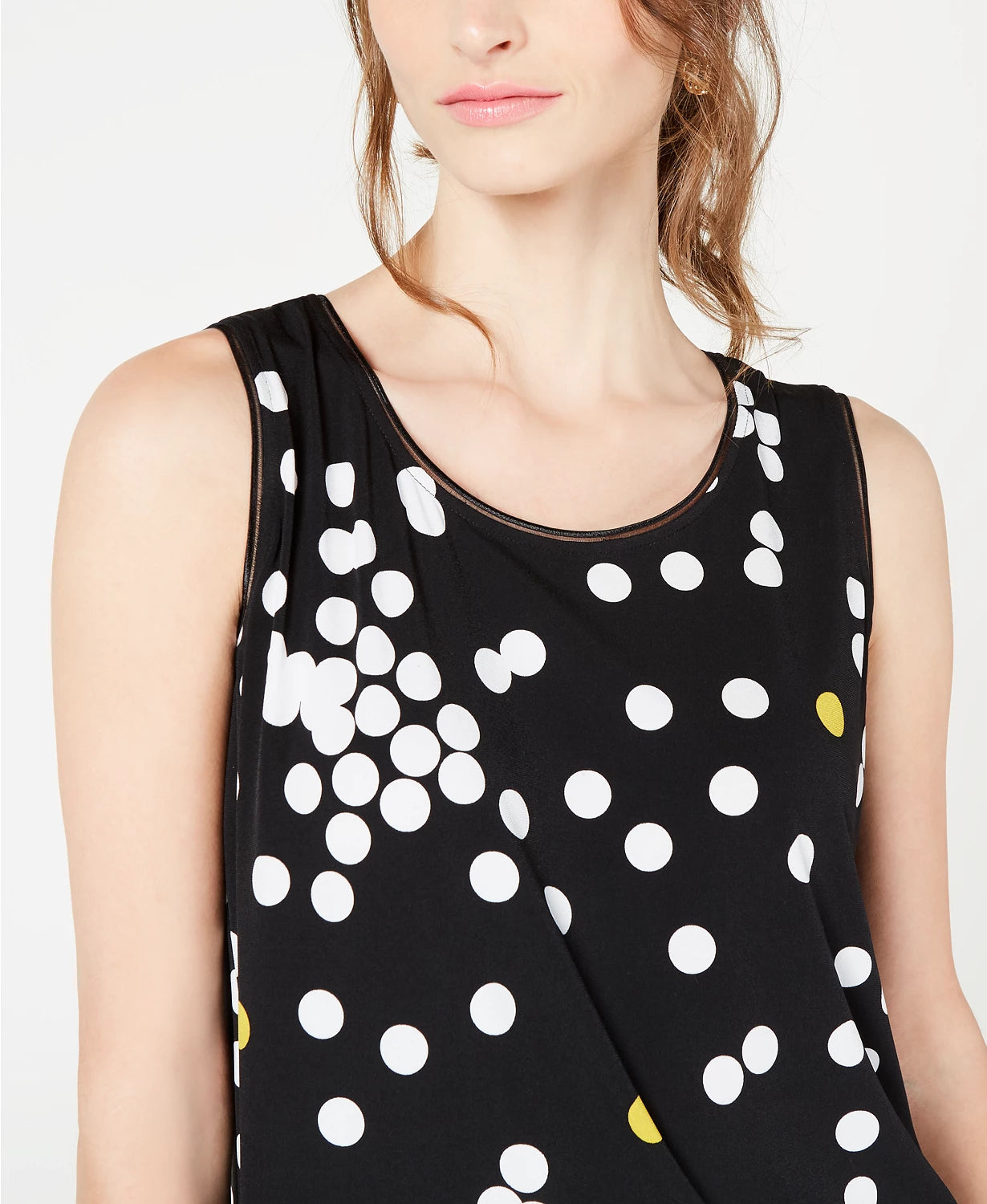 Blusa estampada com efeito em camadas Alfani feminina, preta, tamanho extra pequeno