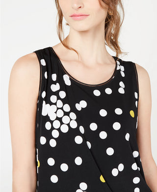 Blusa estampada com efeito em camadas Alfani feminina, preta, tamanho extra pequeno