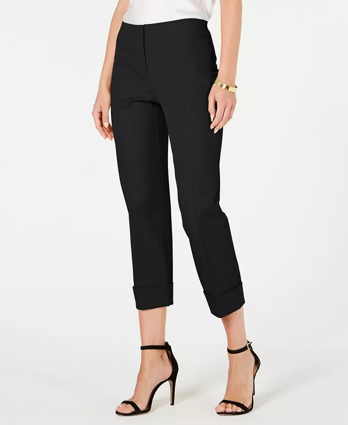 Calça Alfani Feminina Cuffed Hem Ankle Preta Tamanho 6 Petite