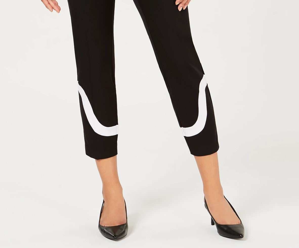 Calça Alfani Feminina Petite Colorblocked Ankle, Preta, Tamanho 4 P