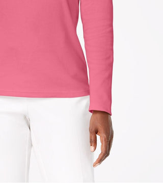 Karen Scott Blusa de algodão com decote redondo feminina, rosa escuro, tamanho pequeno