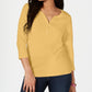 Karen Scott Top Henley de Algodão Feminino Amarelo Tamanho Médio