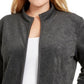 Jaqueta feminina Karen Scott Plus Size com zíper frontal, preta, tamanho 2X