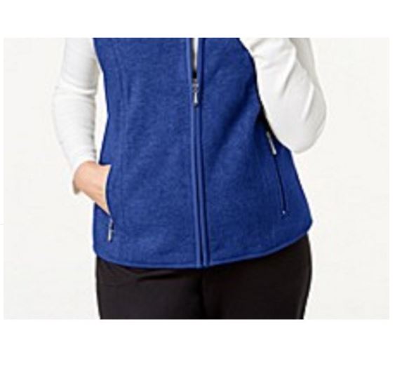 Karen Scott Colete Esportivo Feminino com Zíper Zeroproof Fleece Azul Tamanho X-G