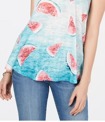 Regata feminina com estampa gráfica e alças finas estilo &amp; co, branca, tamanho médio