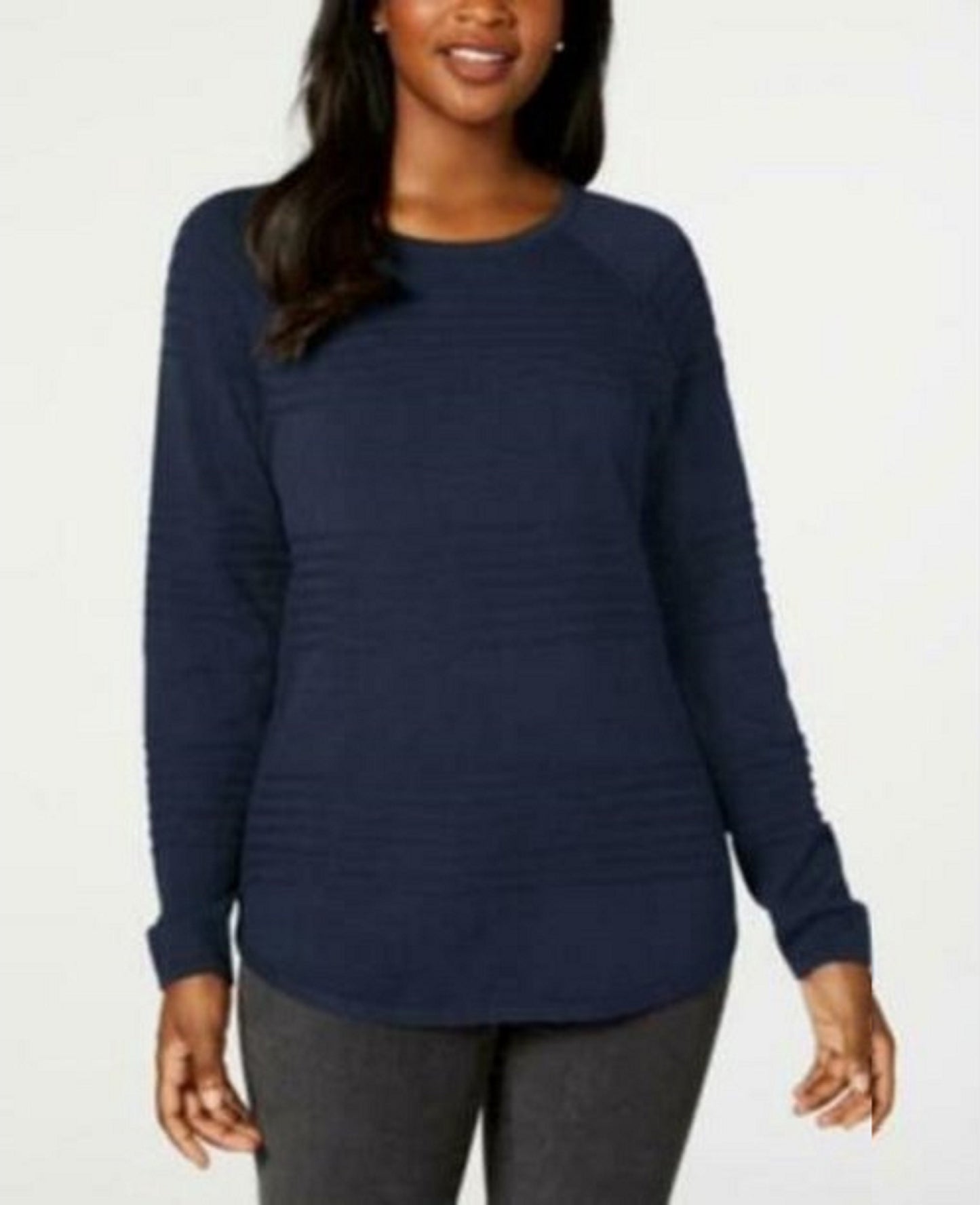 Karen Scott Suéter Feminino de Algodão com Canelado Azul Marinho Tamanho Extra Pequeno