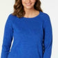 Suéter feminino Karen Scott com bainha curva, azul, tamanho X-S