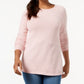 Suéter feminino Karen Scott com bainha curva, rosa, tamanho X-S