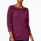Karen Scott Blusa feminina de algodão com decote canoa, roxa, tamanho X-S