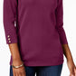 Karen Scott Blusa feminina de algodão com decote canoa, roxa, tamanho X-S