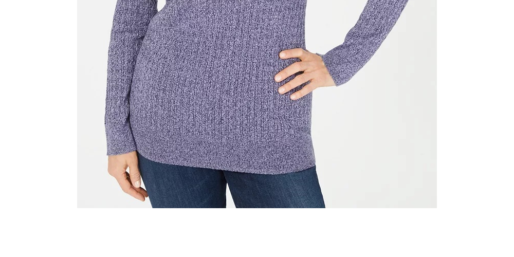 Karen Scott Suéter de algodão com gola canoa feminino, azul, tamanho XX-G