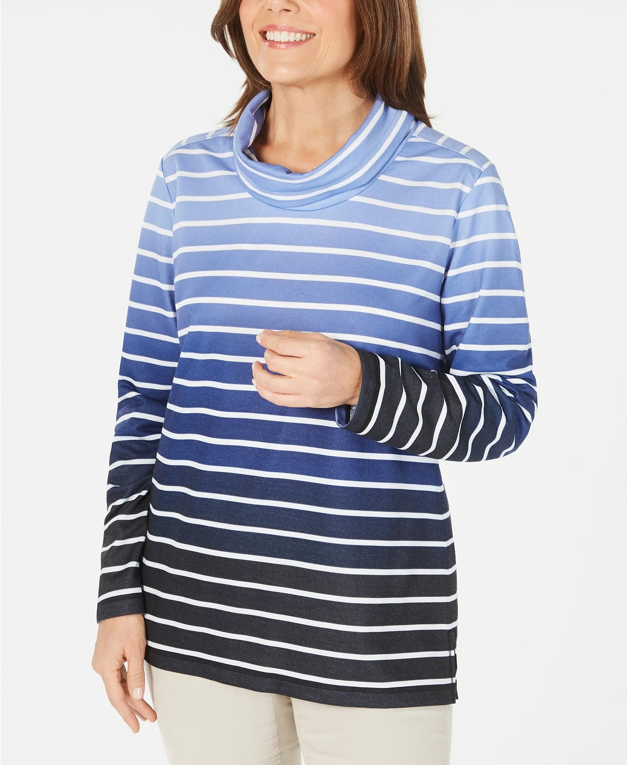 Karen Scott Top Listrado Ombré Feminino Pequeno Azul Marinho Tamanho Médio