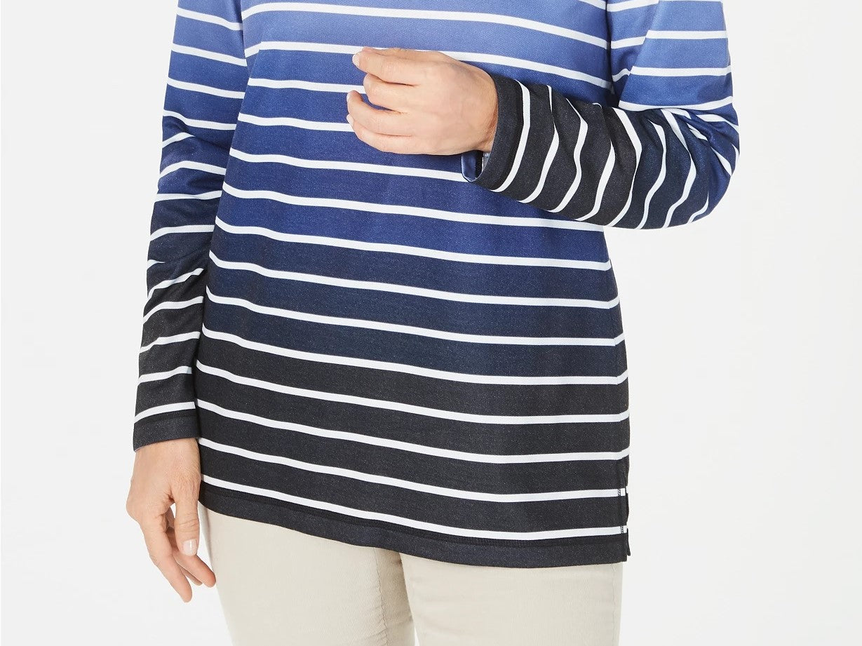 Karen Scott Top Listrado Ombré Feminino Pequeno Azul Marinho Tamanho Médio