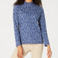 Blusa feminina Karen Scott com estampa de gola alta, azul marinho, tamanho grande