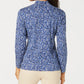 Blusa feminina Karen Scott com estampa de gola alta, azul marinho, tamanho grande